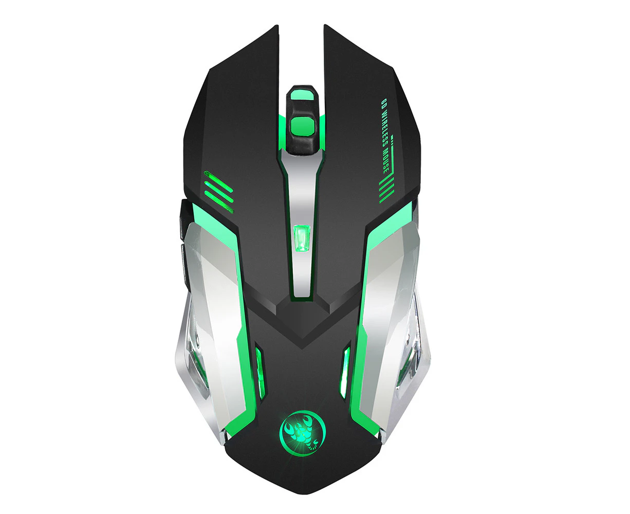 HXSJ M10 Gaming Wireless Mouse 2400 DPI Rechargeable 7 color 6 Backlight Breathing Ergonomic Mouse for Computer Desktop Laptop