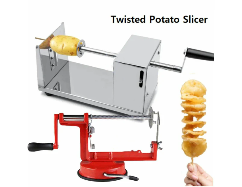 Stainless Steel Potato Twister Tornado Slicer Cutter Vegetable Spiral Machine-Red