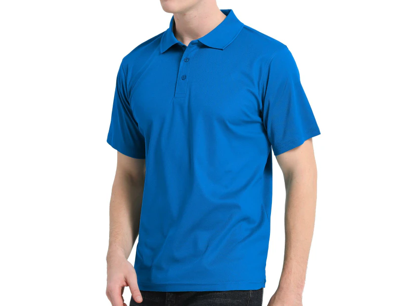 Plain Polo Shirts Solid Colour Golf Shirt Short Sleeve Pique Classic Fit Cool Dry - Electric Blue