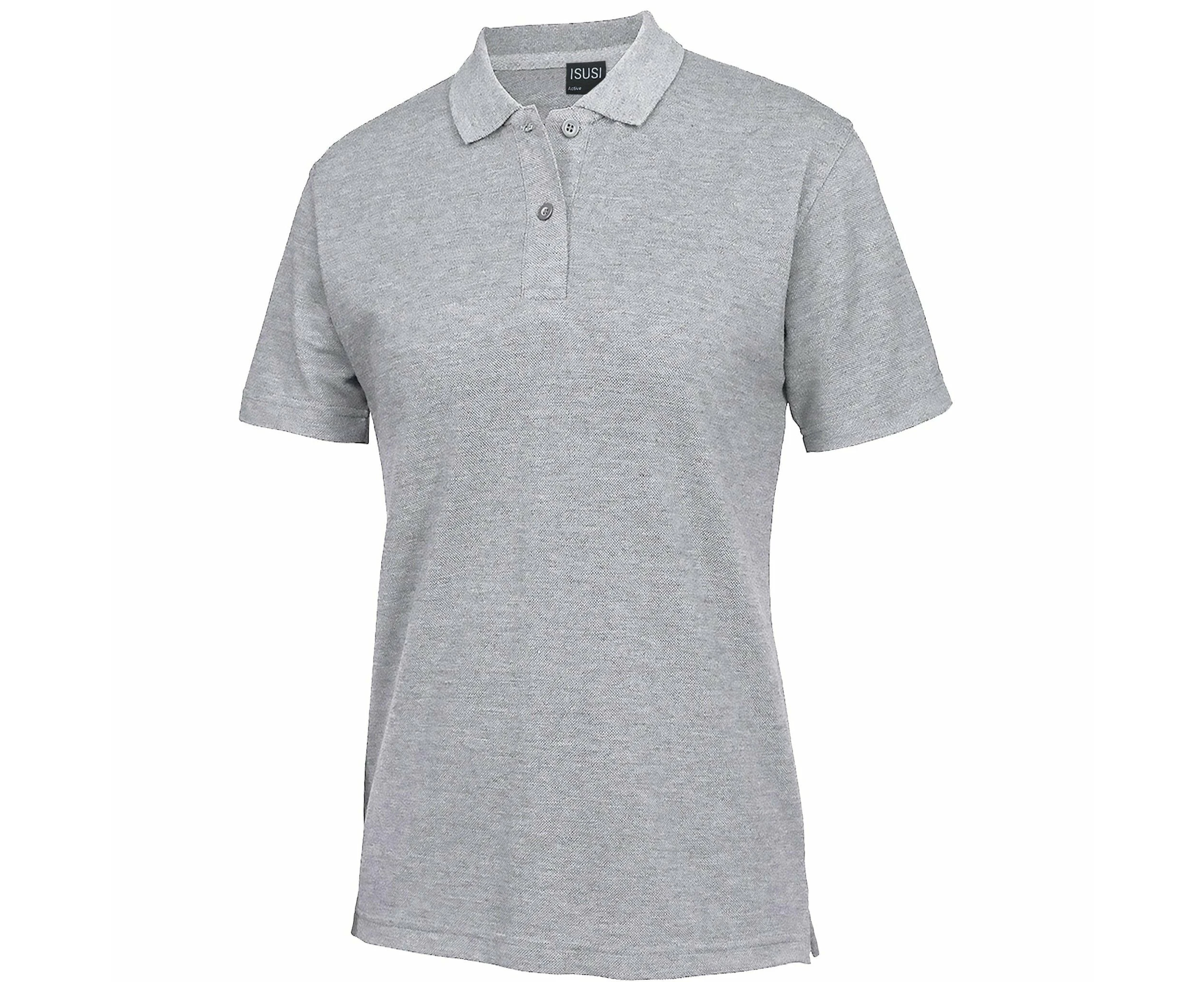 Cotton Blend Polo Shirts Plain Solid Colour Golf Shirt Short Sleeve Pique Classic Fit - Grey Marle