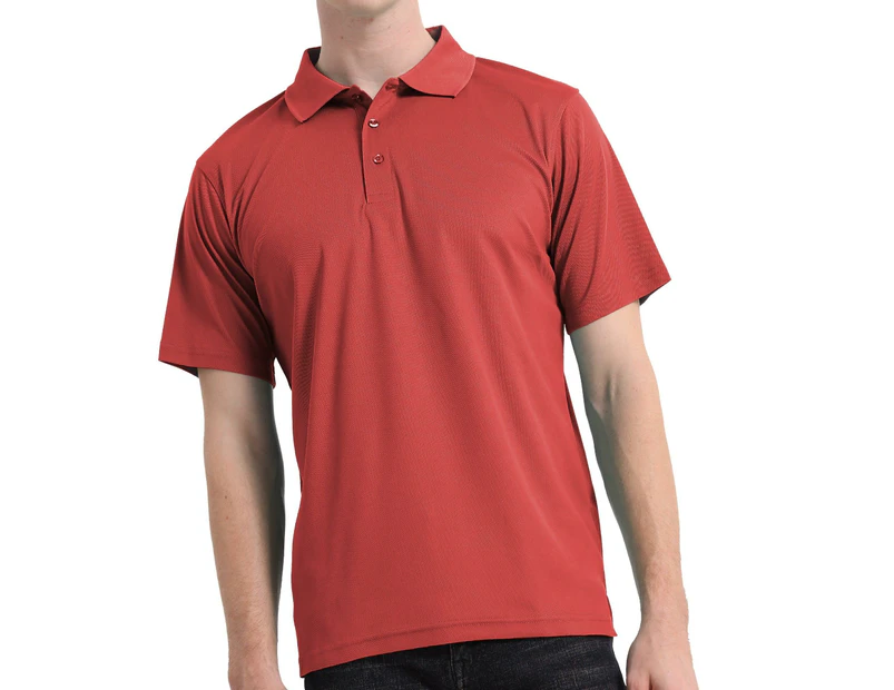 Plain Polo Shirts Solid Colour Golf Shirt Short Sleeve Pique Classic Fit Cool Dry - Burgundy Wine Red