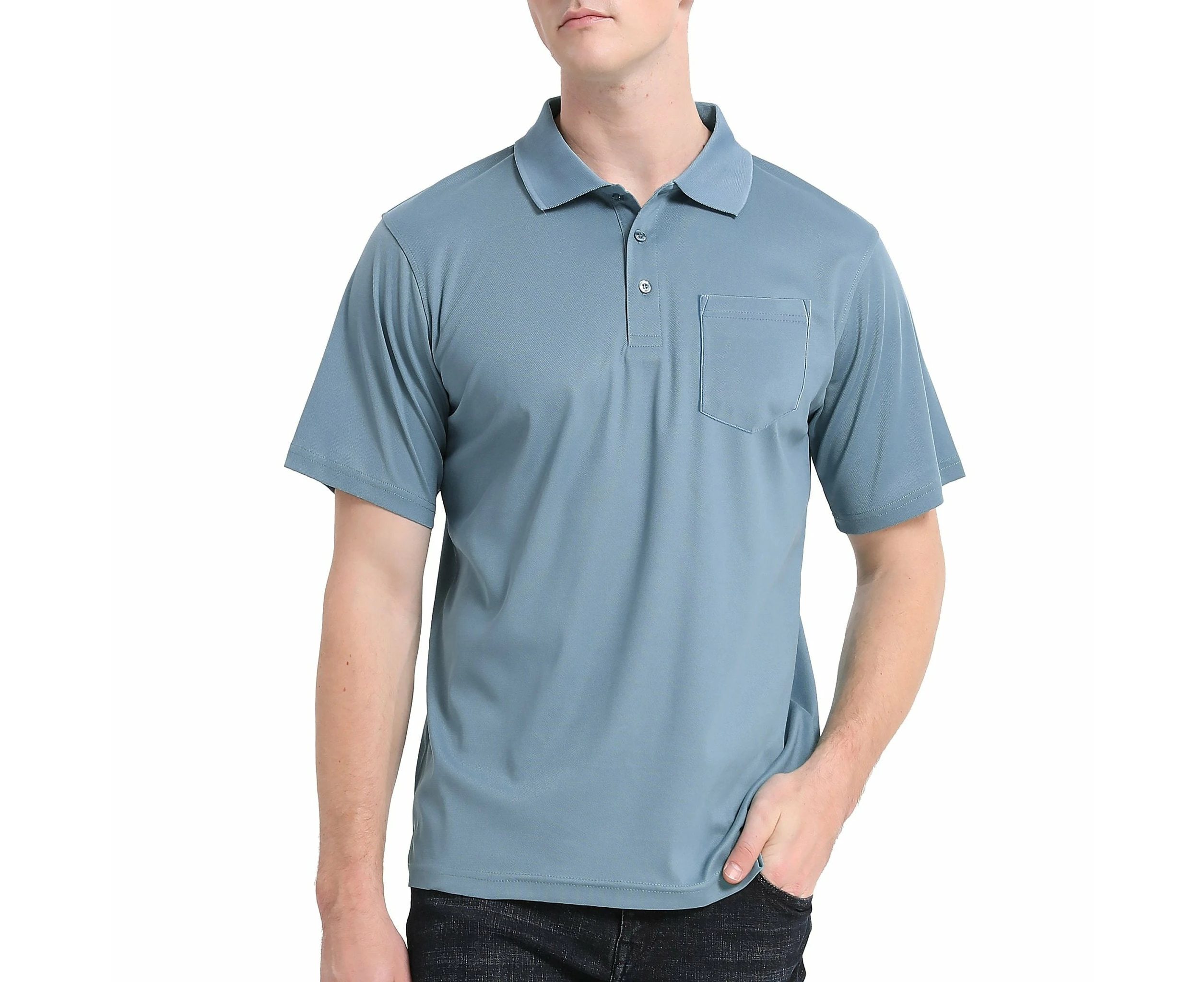 Cotton Blend Polo Shirts Plain Solid Colour Golf Shirt Short Sleeve Pique Classic Fit - Natural