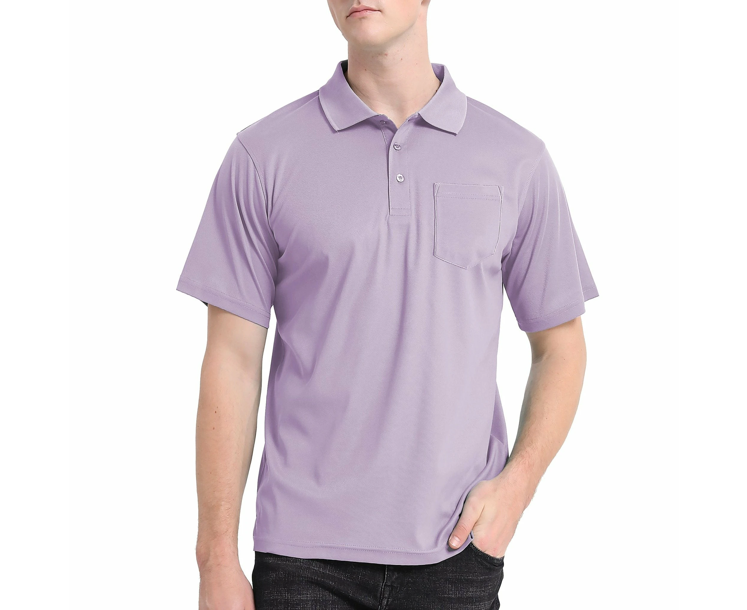 Cotton Blend Polo Shirts Plain Solid Colour Golf Shirt Short Sleeve Pique Classic Fit - Faded Mulberry