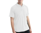 Plain Polo Shirts Solid Colour Golf Shirt Short Sleeve Pique Classic Fit Cool Dry - White