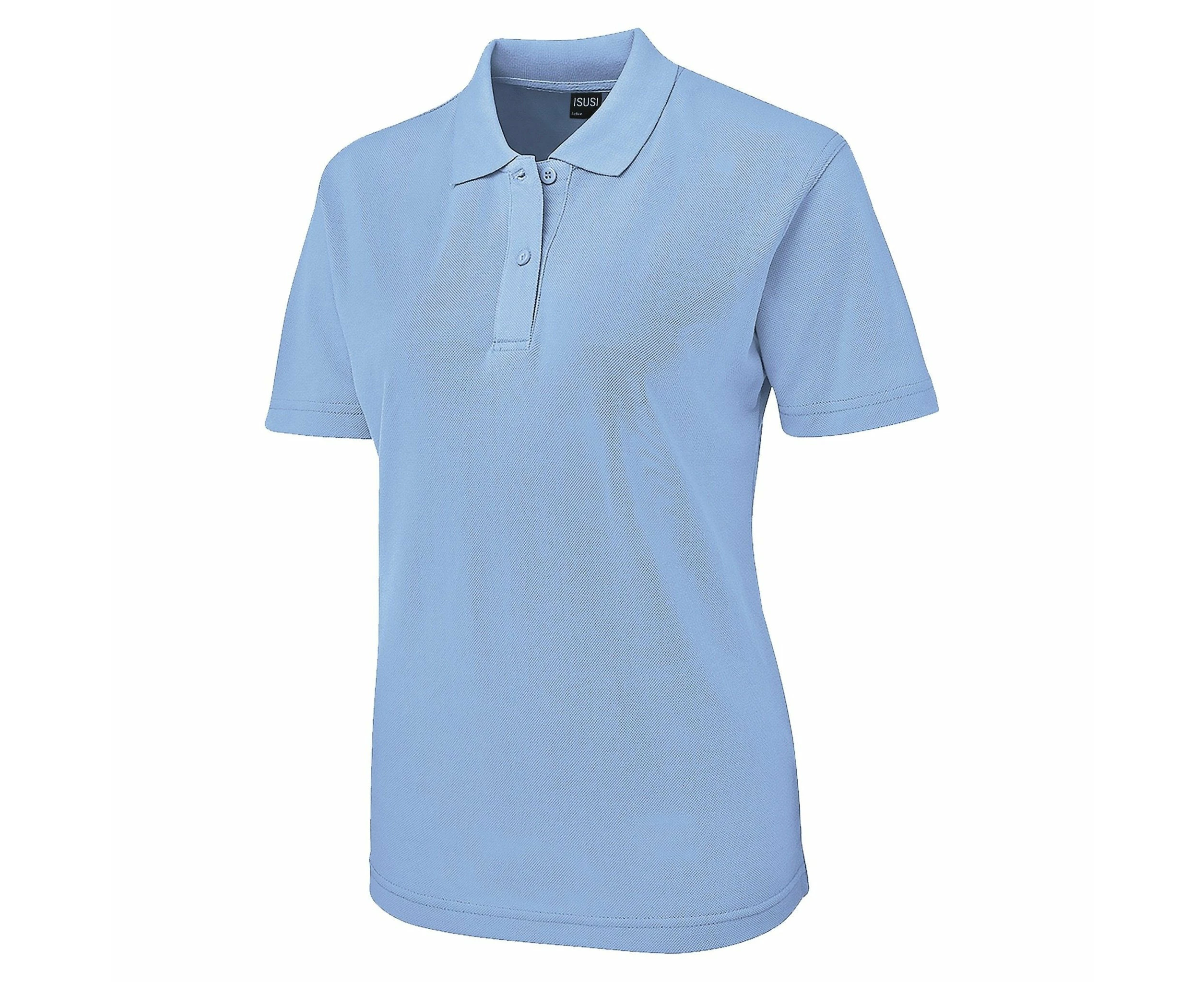 Cotton Blend Polo Shirts Plain Solid Colour Golf Shirt Short Sleeve Pique Classic Fit - Sky Blue