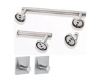 5-Piece Bathroom Hardware Set Towel Rack Paper Holder Hook Adhesive Silver