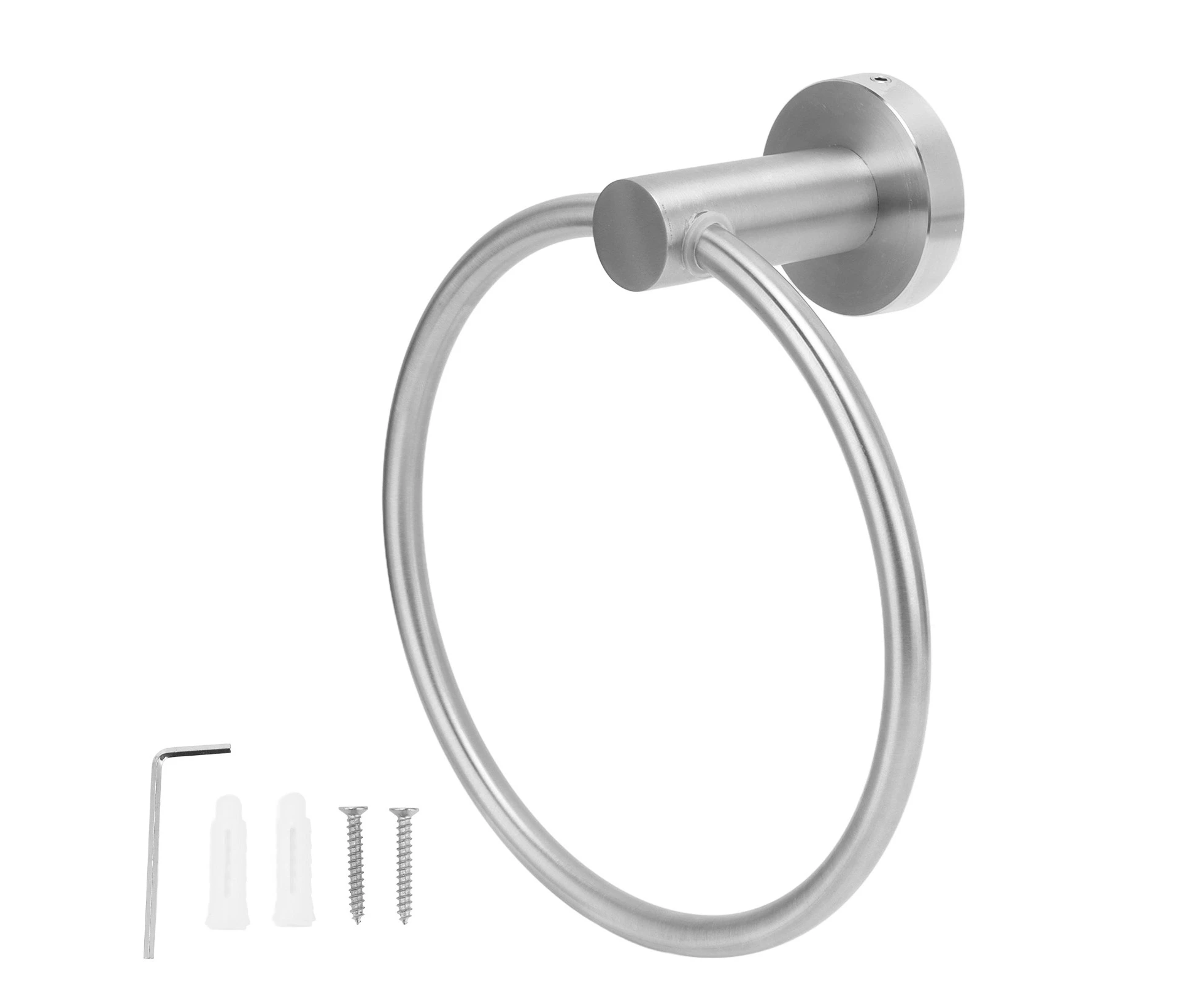 Simple Rustproof Retro Stainless Steel Towel Ring Bathroom Hand Towel Ring Brushed Finish