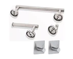 5-Piece Bathroom Hardware Set Towel Rack Paper Holder Hook Adhesive Silver