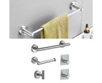 5-Piece Bathroom Hardware Set Towel Rack Paper Holder Hook Adhesive Silver