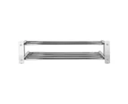 Double Layer Chrome Wall Mounted Bathroom Towel Rail Holder Shelf Storage Rack