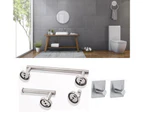 5-Piece Bathroom Hardware Set Towel Rack Paper Holder Hook Adhesive Silver