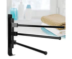 Space Aluminum Moveable Towel Rack Holder 3 Rods Black for Home Hotel Bathroom