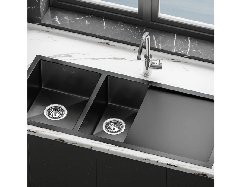 ALFORDSON Kitchen Sink Stainless Steel Basin 100X45CM Black