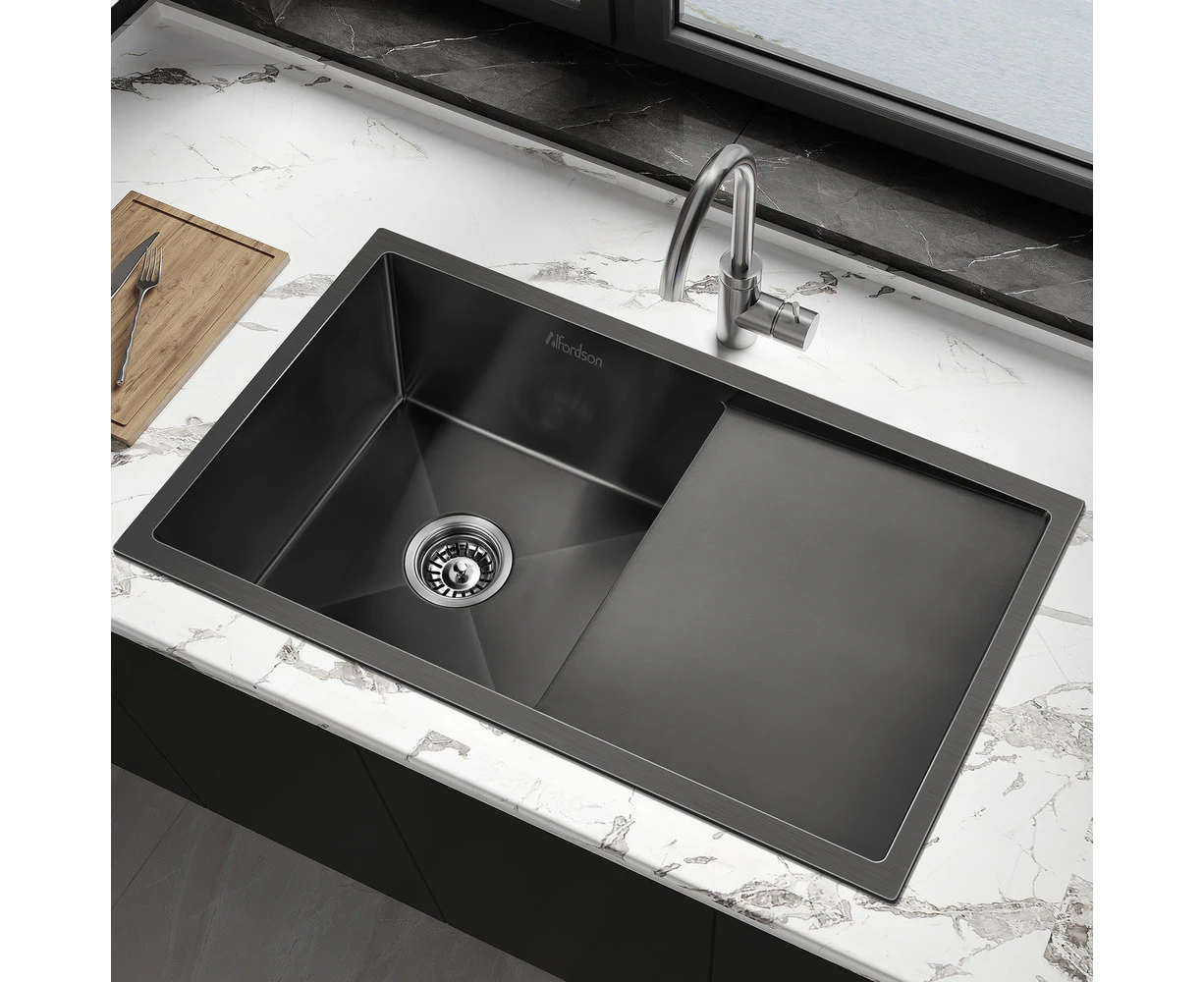 ALFORDSON Kitchen Sink Stainless Steel Basin 870X450MM Black