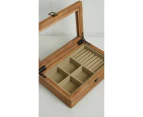 Maine & Crawford Wooden Hila Pine 30cm Jewellery Box Organiser w/ Insert Brown