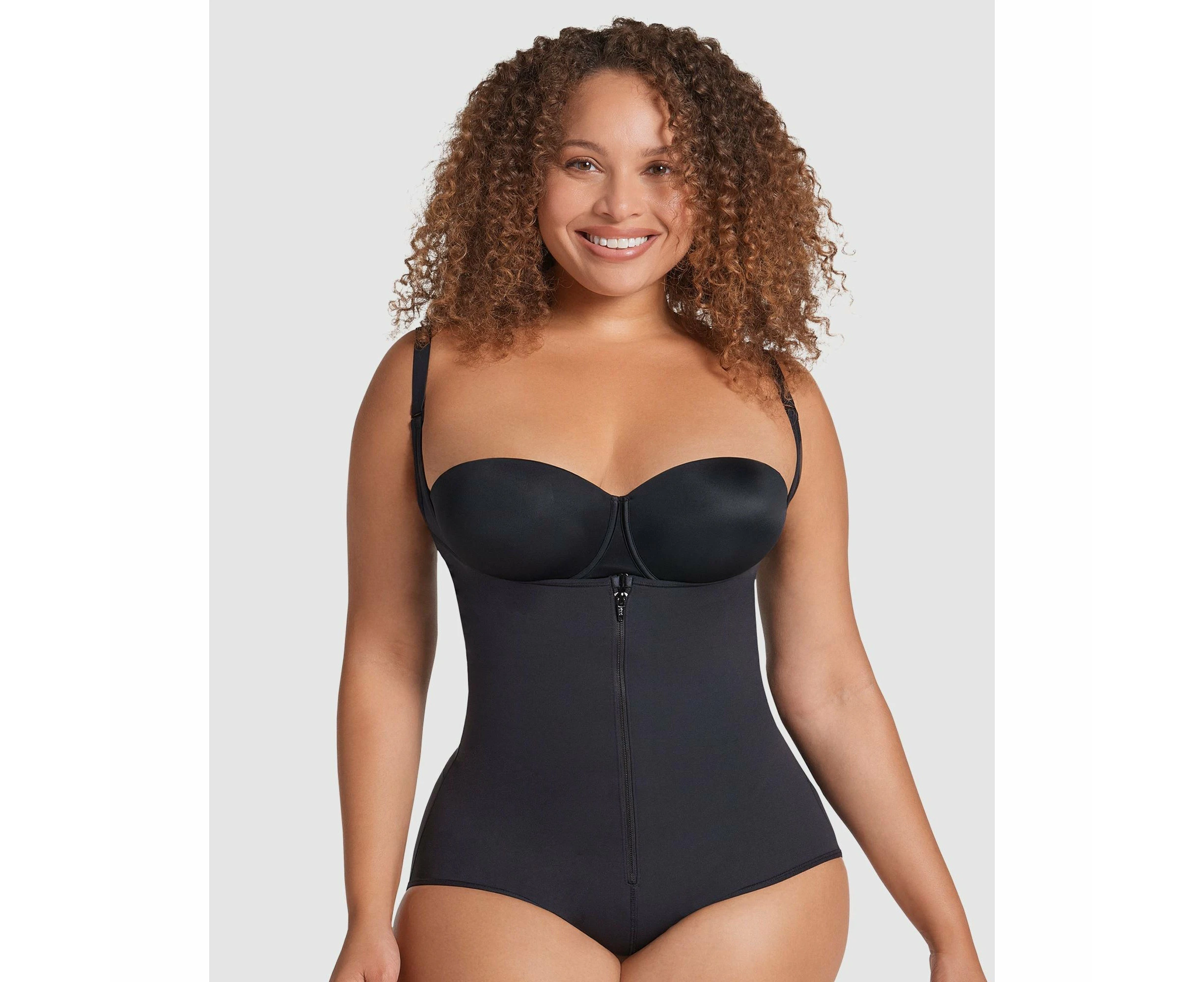 Leonisa Zip-and-Sculpt Cupless Butt-Lifting Zip Up Body Shaper