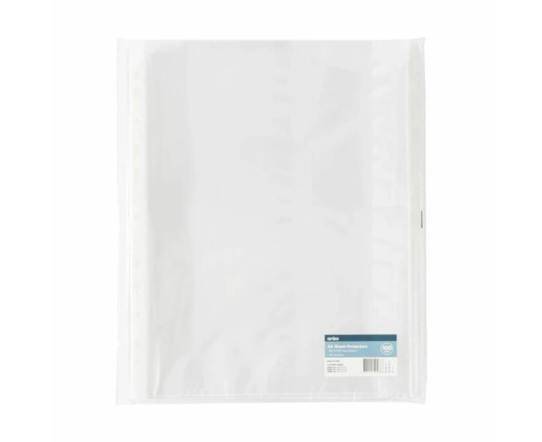 100 Pack A4 Sheet Protectors, Clear - Anko