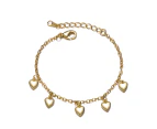 GiGiGirl 14K Gold Plated Heart Charms Bracelet