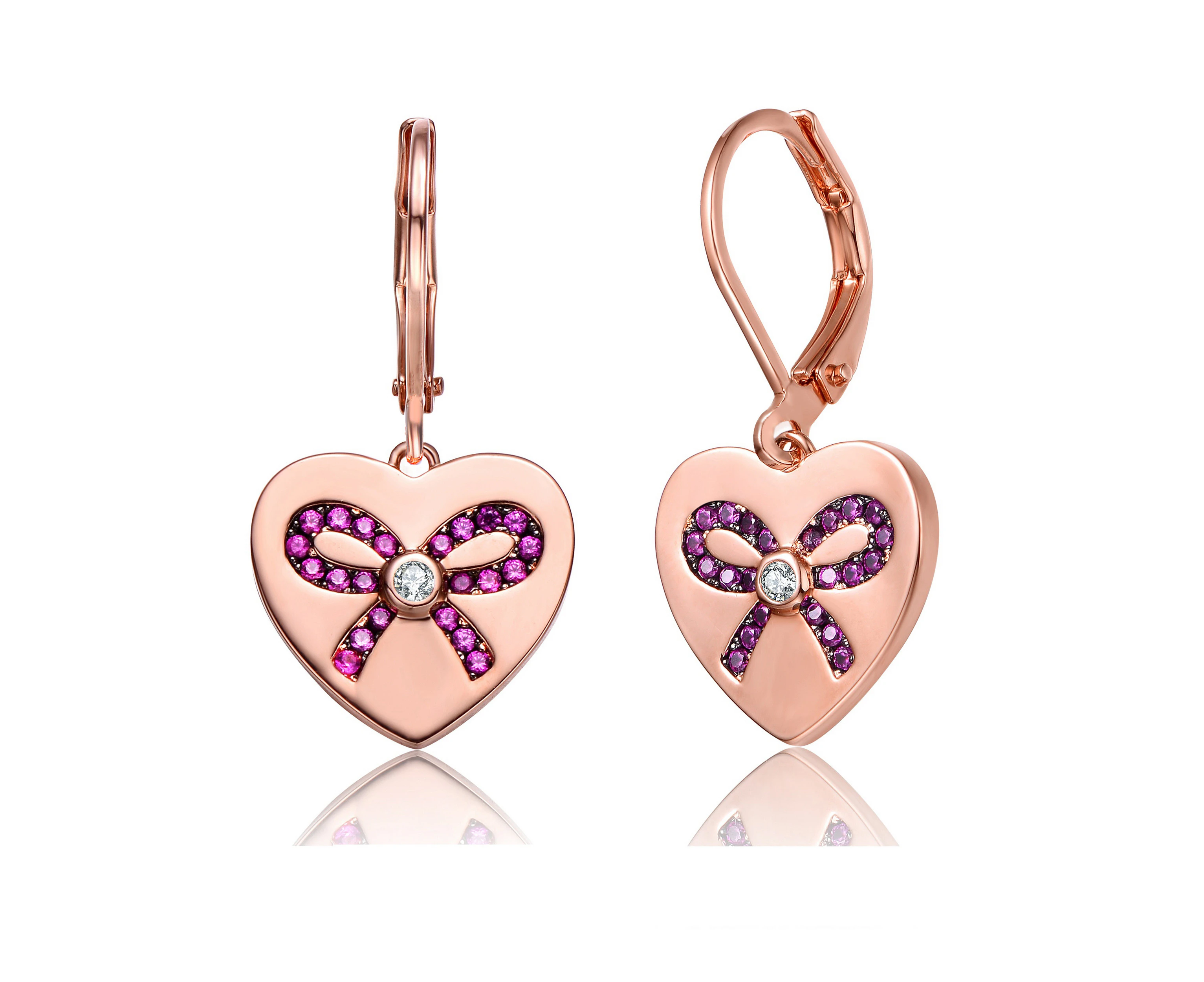 GiGiGirl 18K Rose Gold Plated Heart Dangle Earrings