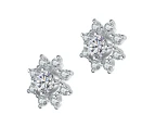 Genevive Sterling Silver Halo Stud Earrings