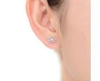 Genevive Sterling Silver Halo Stud Earrings