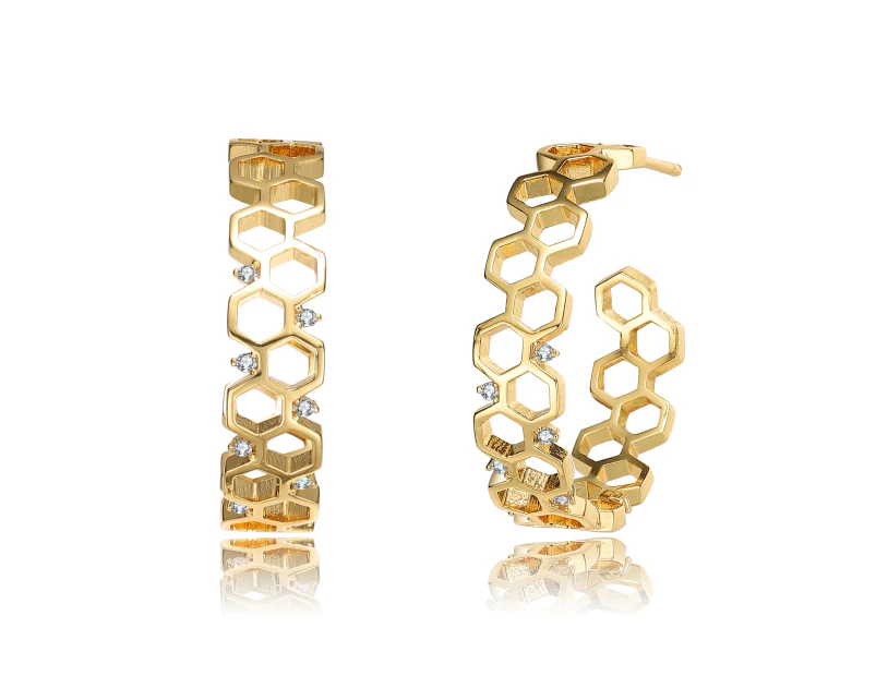 Rachel Glauber 14K Gold Plated Open Hoop Earrings