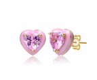 GiGiGirl 14k Gold Plated Enamel Heart Stud Earrings