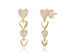 Genevive 14k Gold Plated Double Stampato Heart Dangle Earrings