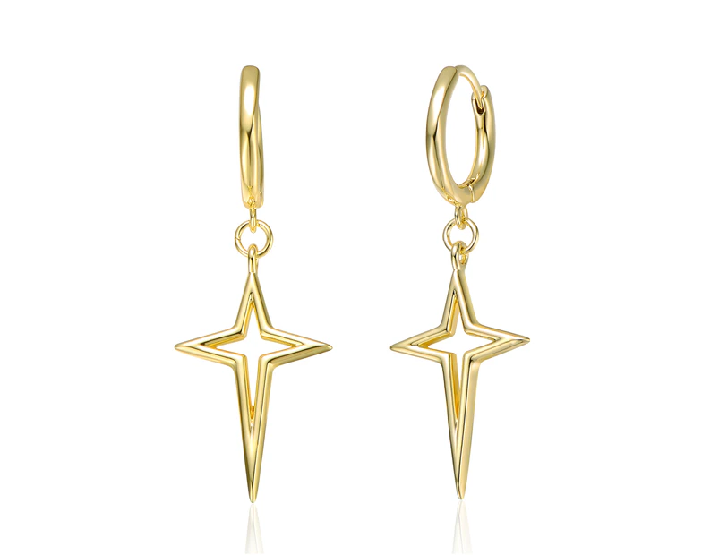 Rachel Glauber 14k Gold Plated Star Dangle Earrings