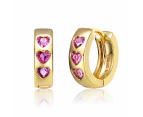 GiGiGirl 14k Gold Plated 3-Stone Round Hoop Earrings