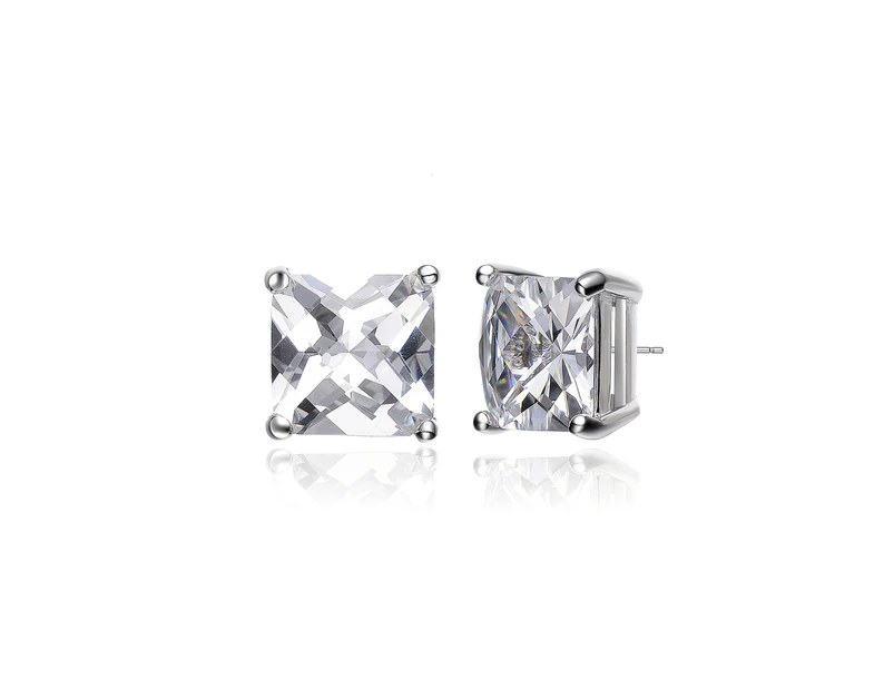 Genevive Sterling Silver Square Stud Earrings