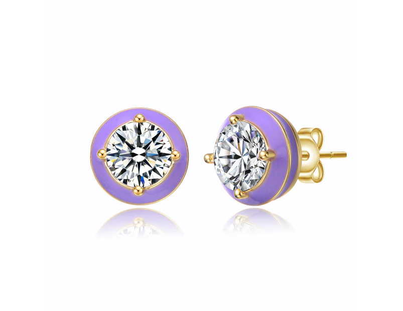 GiGiGirl 14k Gold Plated Enamel Round Stud Earrings