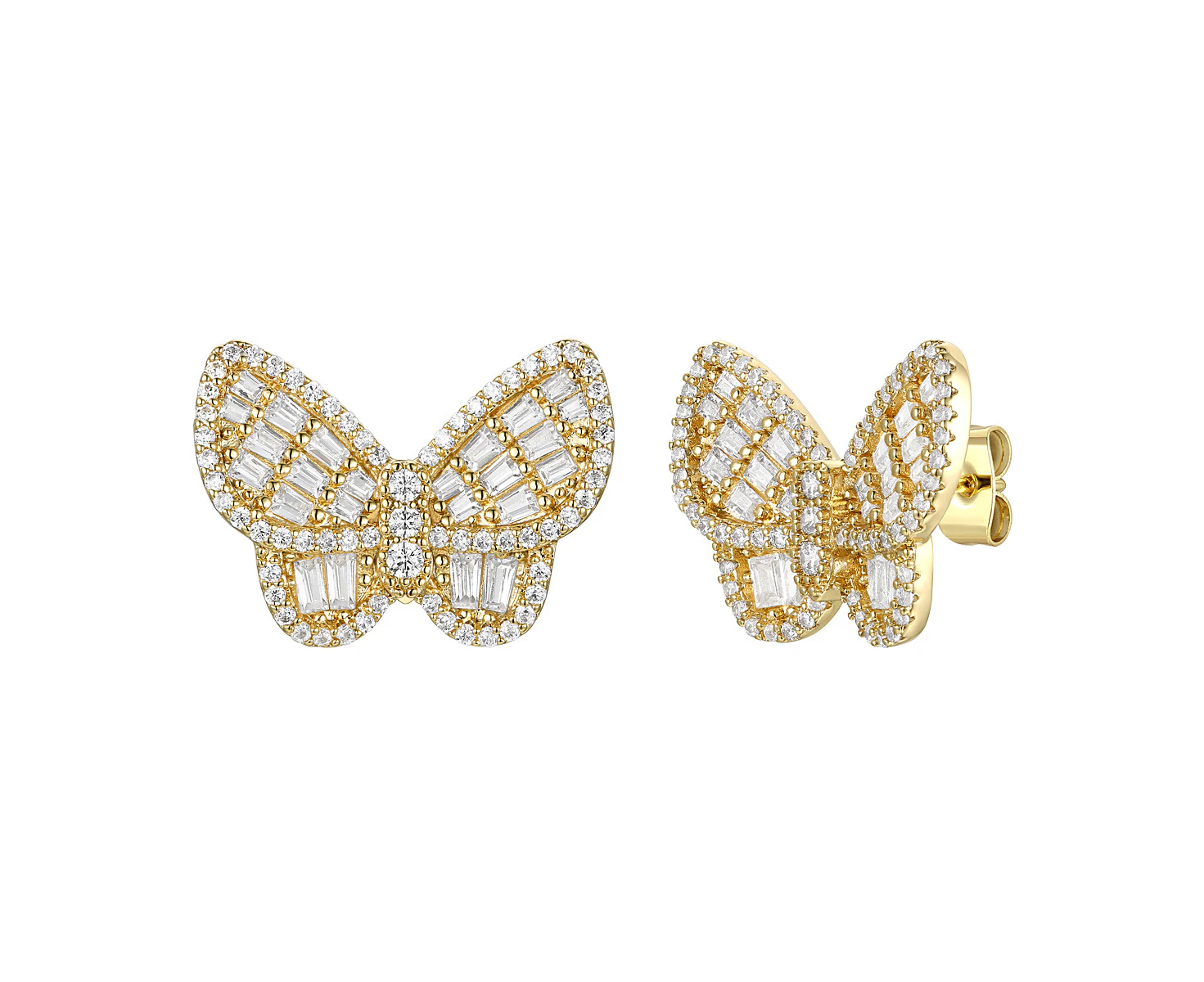 Genevive 14k Gold Plated Sterling Silver Butterfly Stud Earrings