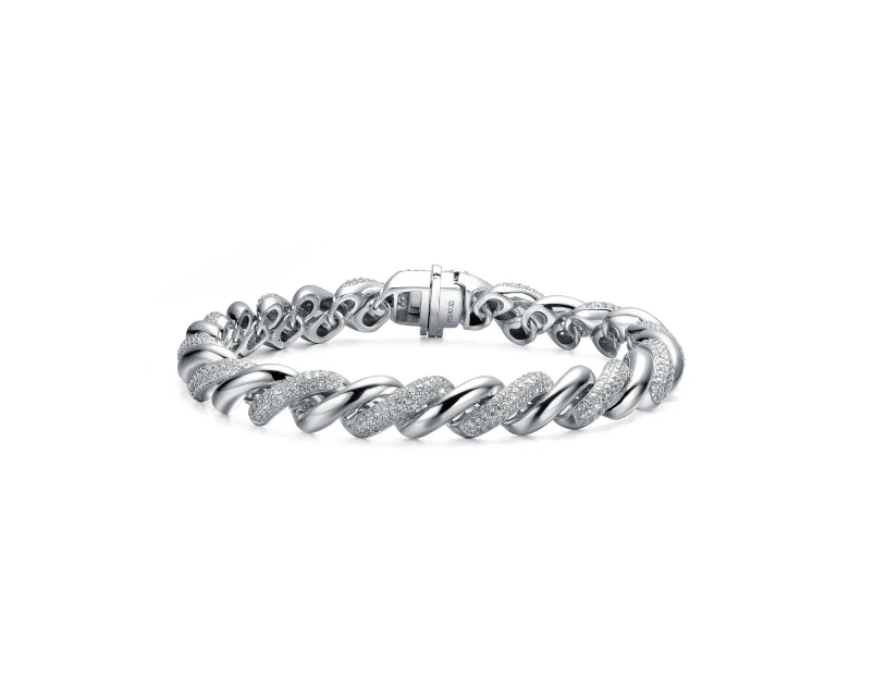 Genevive Sterling Silver Wavy Twisted Bracelet