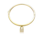 Rachel Glauber 14k Gold Plated Padlock Charm Bangle Bracelet