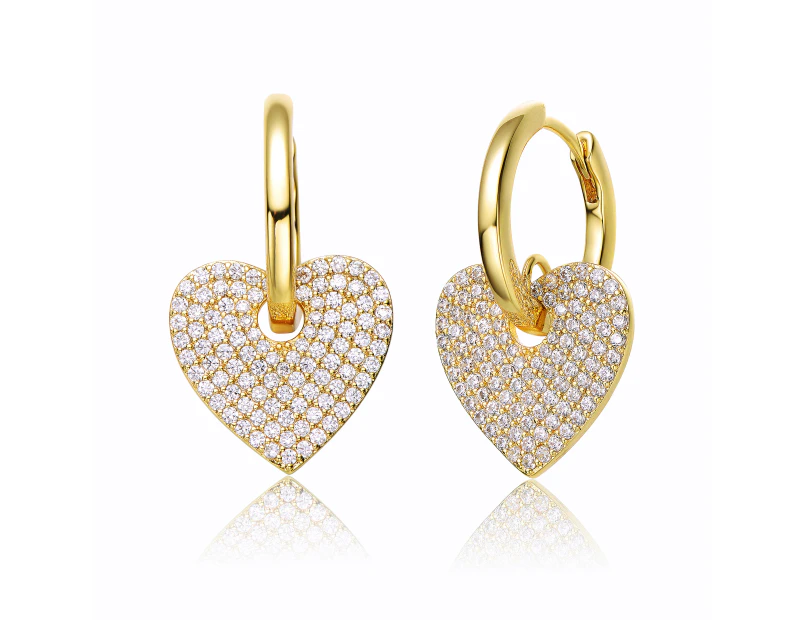 Rachel Glauber 14k Gold Plated Heart Hoop Earrings