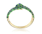 Rachel Glauber 14k Gold Plated Emerald Serpent Coiled Bracelet