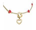 GiGiGirl 14K Gold Plated Double Halo Heart Charm Bracelet