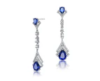 Genevive Sterling Silver Halo Drop Earrings