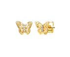 Rachel Glauber 14k Gold Plated Butterfly Stud Earrings