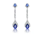 Genevive Sterling Silver Halo Drop Earrings