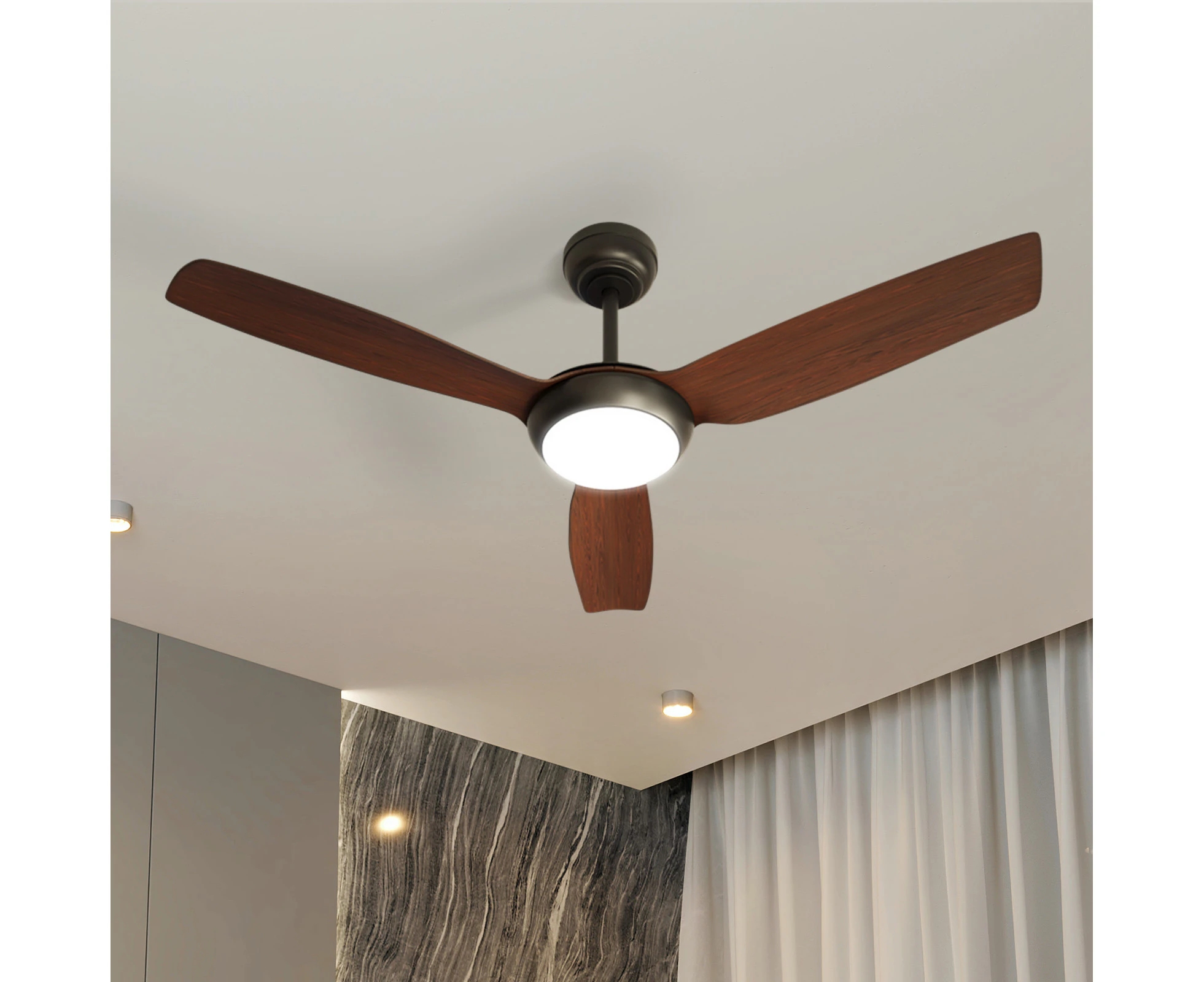 Vevare 52" Ceiling Fan DC Motor With Light Remote Control 5 Speed Fans Walnut