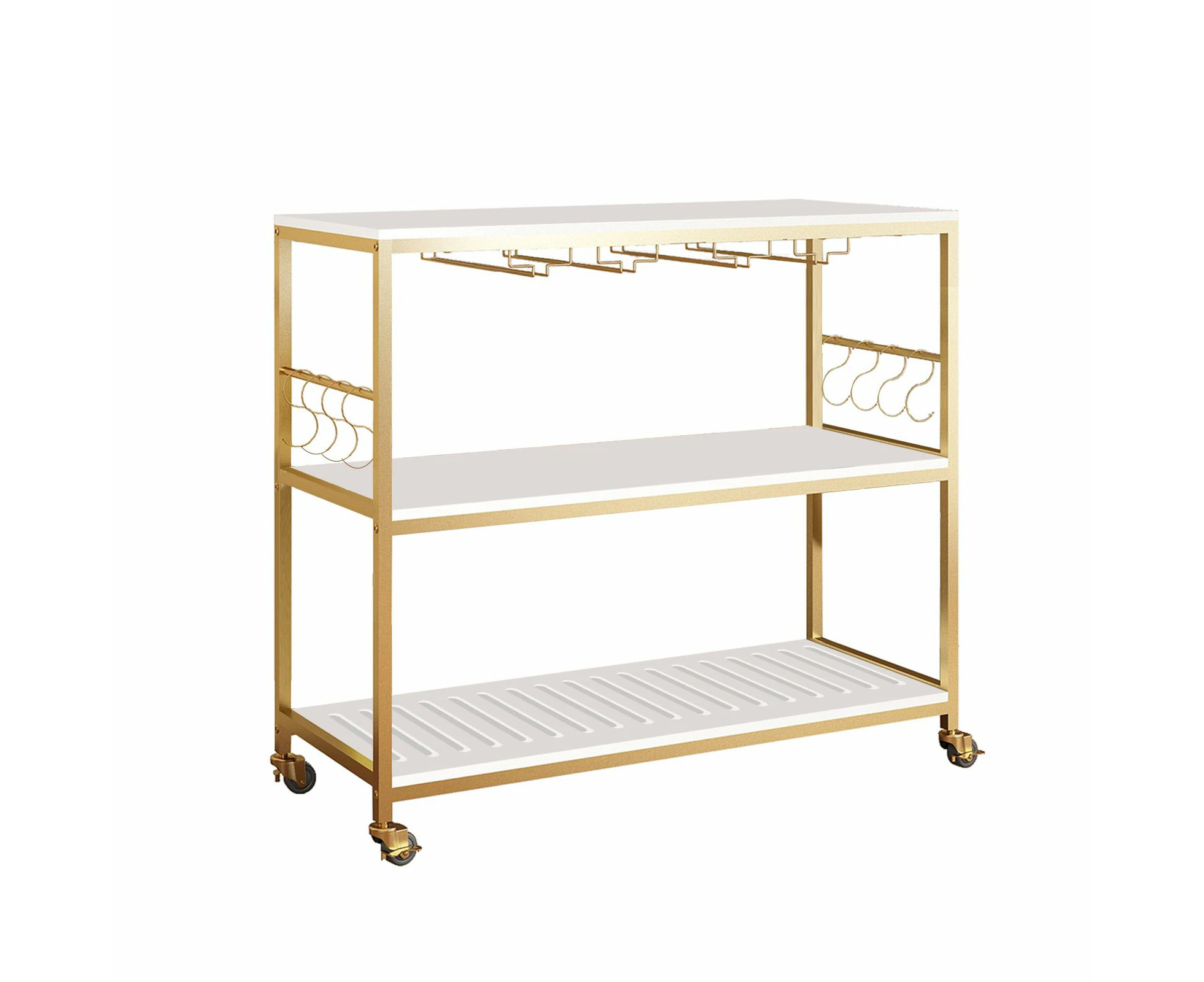 Kitchen Island Trolley Portable Bar Cart Wine Rack Drinks Glass Bottle Holder Shelf Storage Organizer Coffee Tea Liquor Serving Utility Stand on Wheels