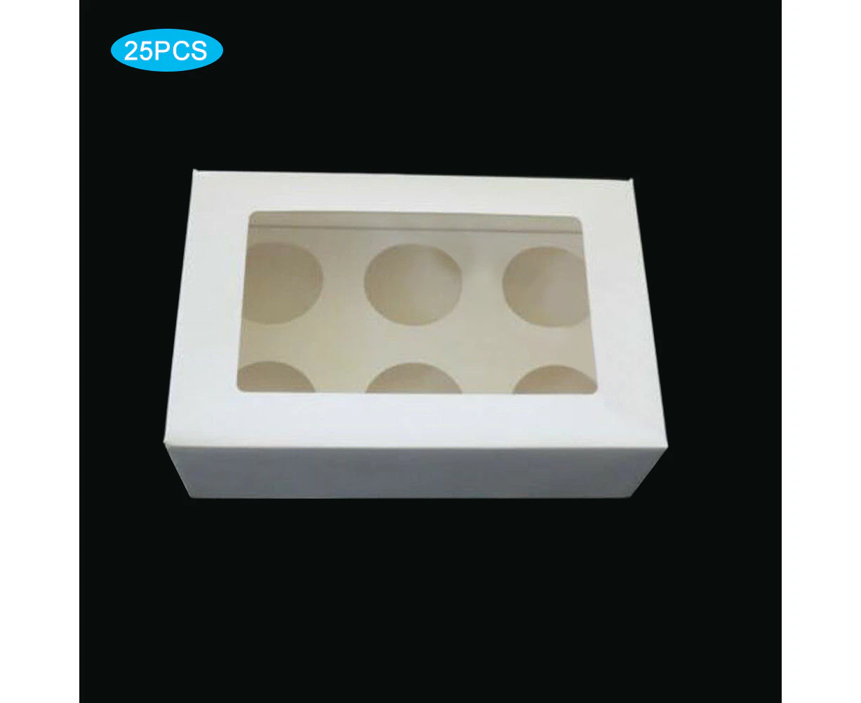 Bakery Boxes 6 hole Cupcake Box 25Pcs of Set Cupcake Box Cake Cups for Afternoon Tea Wedding Birthday Party Family