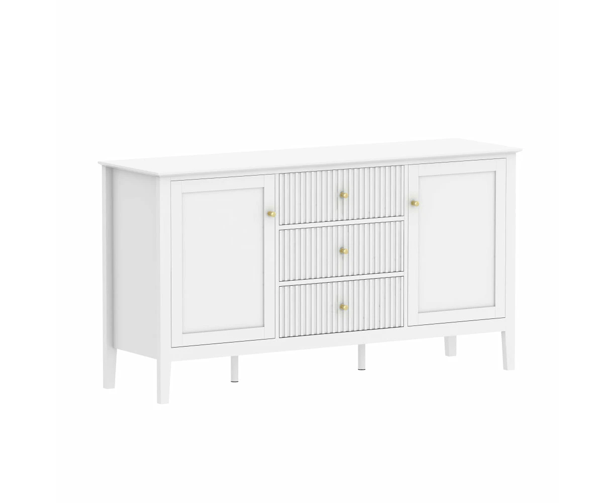 Issey Modern Wooden Fluted Sideboard Buffet Unit Storage Cabient 3-Drawer 2-Door White