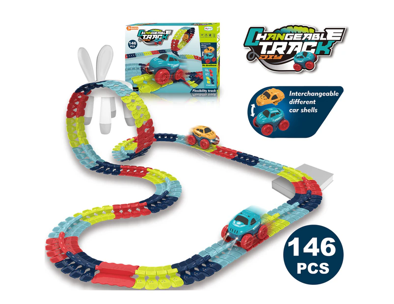 Anti-Gravity Track Car Educational Toy Set Assembly Twist Roller Coaster Racing Car-146PCS