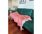 Maine & Crawford Baily 170x130cm Faux Mohair Sofa Throw Blanket w/ Fringing Pink