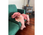 Maine & Crawford Baily 170x130cm Faux Mohair Sofa Throw Blanket w/ Fringing Pink