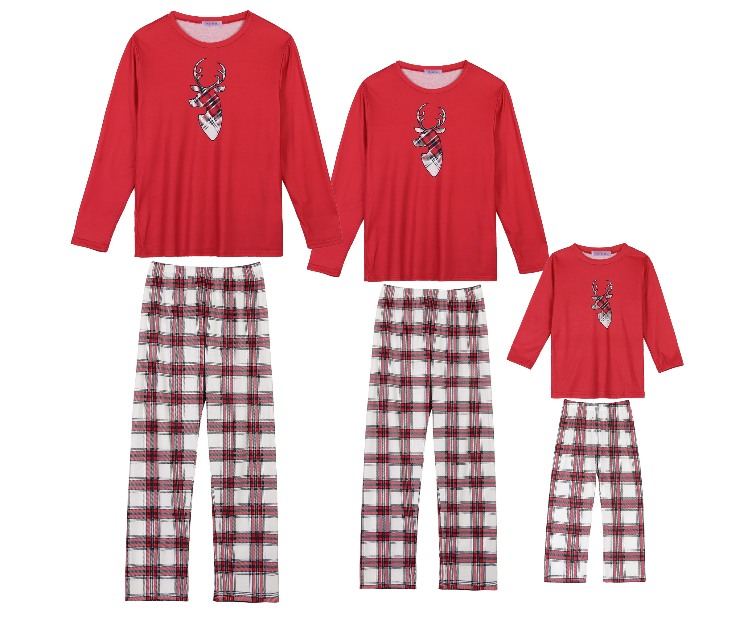 Cheibear Womens Plaid Family Pajama Sleepwear Set