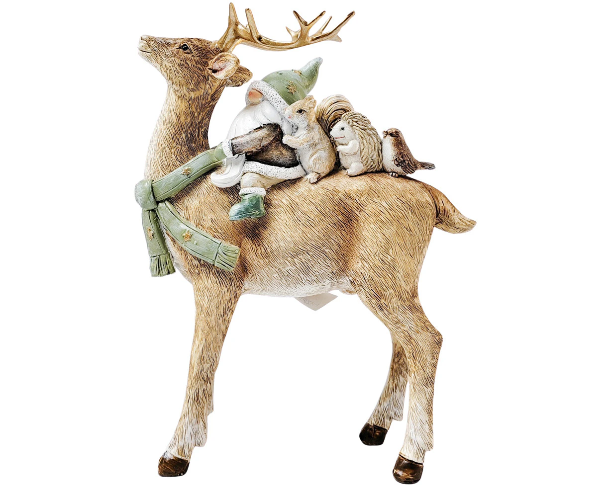 Urban Reindeer with friends Ornament Sage Brown Decorative Seasonal Decor